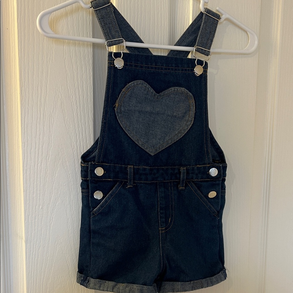 Kids' Denim Heart overall shorts (girls)